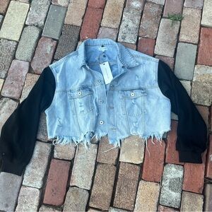 Dance & Marvel Light Blue and Black Jean Jacket